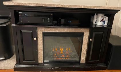 Electric fireplace and Marble top TV entertainment Console