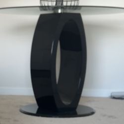 Abstract Black Glass Top Table 