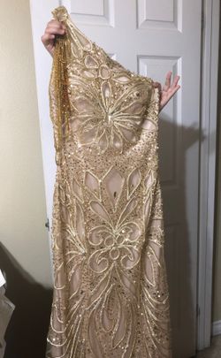 Long gold party dress