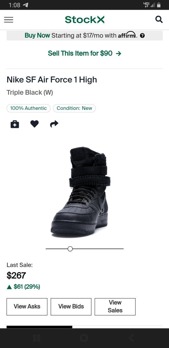 Nike SF Air Force 1 Triple Black M 9.5 for Sale in Phoenix AZ