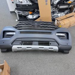 Complete Front Bumper Assembly With Sensor Holes With Grilles And Fog Light Kit For 2020 2021 2022 Ford Explorer 