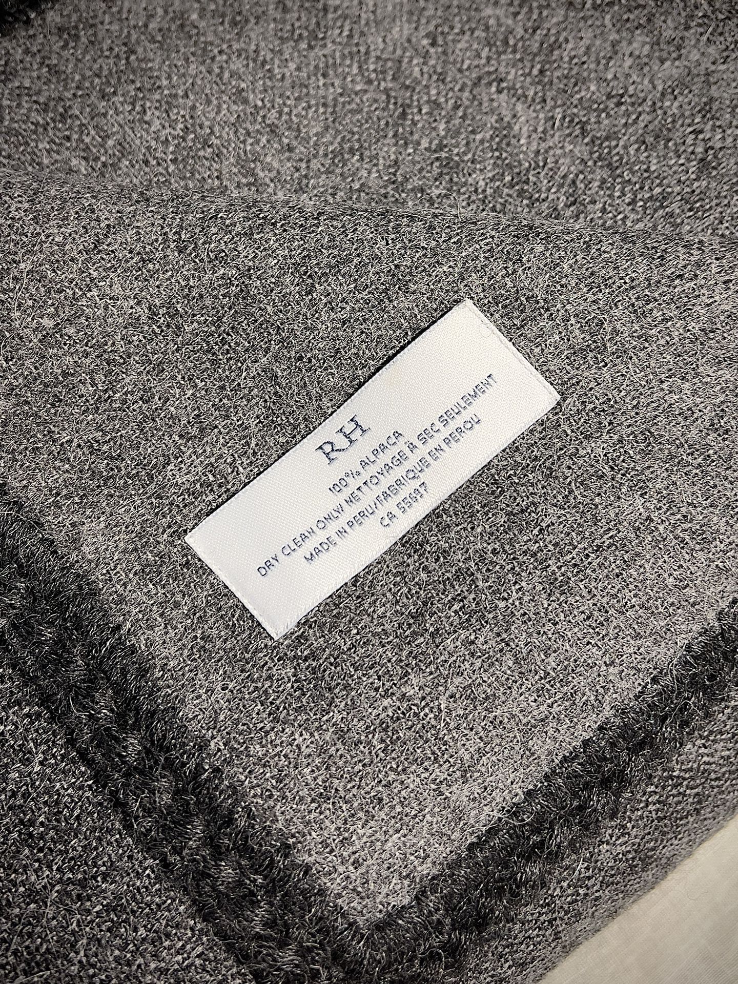 NEW Restoration Hardware Alpaca Throw - Charcoal Grey