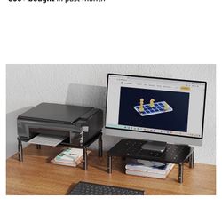 Zimilar 2 Pack Monitor Stand , 3 Height Adjustable Stand with Unique Star Mesh for Computer, Laptop, Printer, Notebook, iMac, Premium Metal Monitor Ri