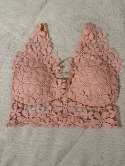 Women’s Pink Floral Lace Bralette crop top