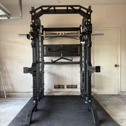PRO SERIES Ultimate 3-1 Half Rack Functional Trainer w/Smith Machine Bar | 400lb Stack | Gym Equipment | Fitness | Commercial | Squat Rack 