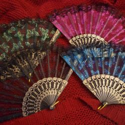 New Mesh Glitter Hand Fans
