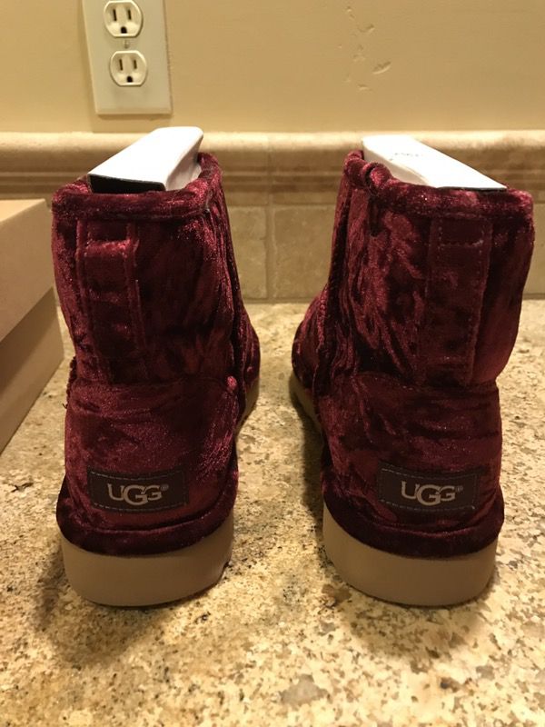 BRAND NEW CLASSIC MINI CRUSHED VELVET BOOTS FIG COLOR for in Rocklin, CA - OfferUp