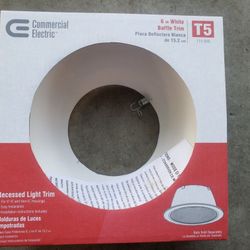 Recessed Light trim kit, 6 inch baffle white, brand new