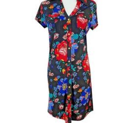 IM NYC shirt dress Size Small Dark Floral Jersey Short Sleeve