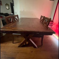 Table And Four Chairs Chairs Would Need To Be Reupholstered And A Table Will Need To Be Varnished Table And Chair Are Solid Wood Need Gone$180 OBO