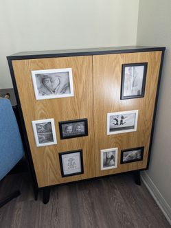 Two-Door Storage Cabinet with Photo Frames
