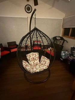 Hanging Egg Chair with Stand and Cushion