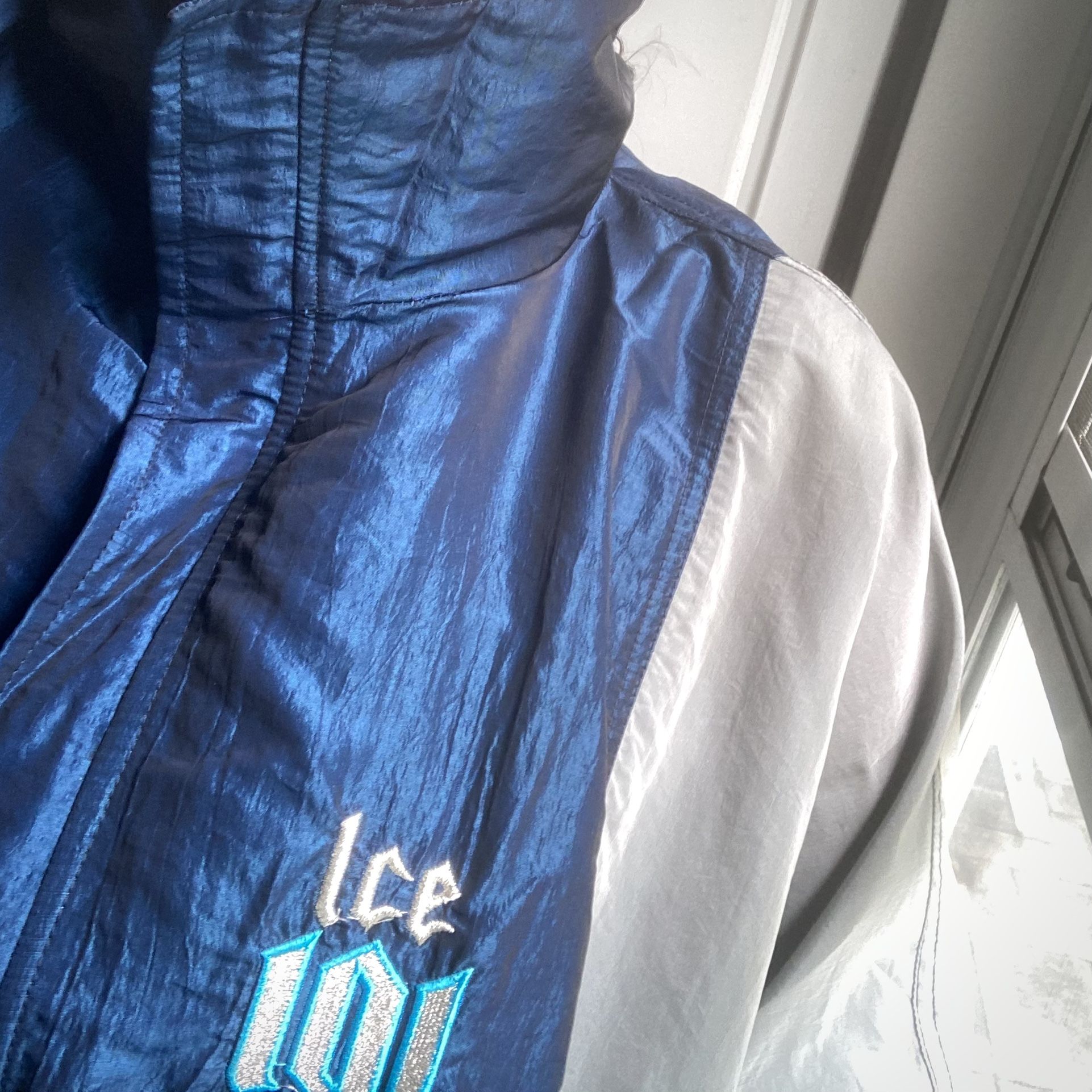 Vintage liquor distributor blue silver heavyweight windbreaker jacket Unisex size XL