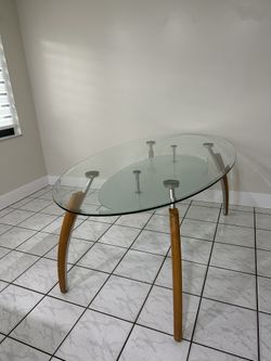 Glass Table With Wooded legs- Dining