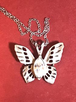 Sterling Crystal Butterfly Necklace