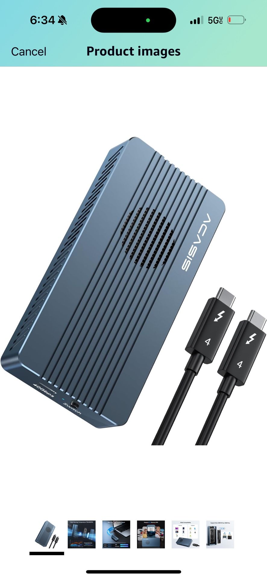 ACASIS 40Gbps M.2 NVMe SSD Enclosure with Cooling Fan, TBU 405 Pro for M1 M2 Pro/Max, Compatible with USB4/3.2/3.1/3.0/2.0, Support SSD Size 2280 B+M