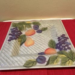 Decorative Glass Plate with Fruit Design
