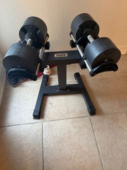 BOLT Adjustable Dumbbells 5–80 lbs w/ Stand – Excellent Condition