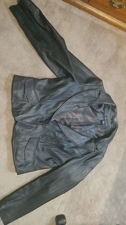 leather blazer, waist length