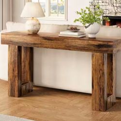 Turrella 62.99 in. Rustic Brown Console Tables, Rectangle Wooden Console Table with Wooden Frame for Living Room