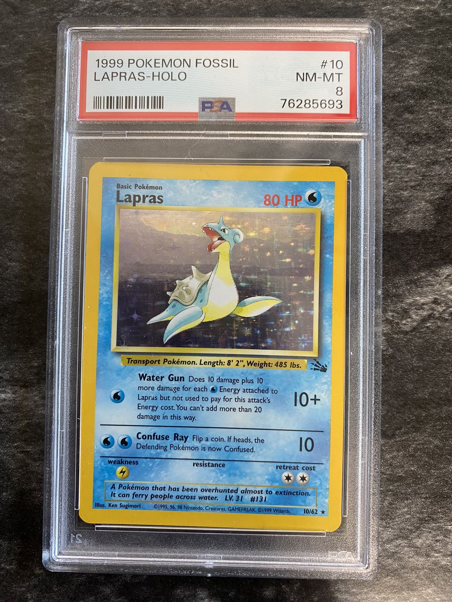 Vintage Graded PSA NM MT 8 Lapras Holo 10/62 Fossil Set Pokemon Card  English (Incredibly Rare Collectors Item) - www.engenhariafw.com.br