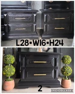 2 night stands side tables refinished black and gold pulls 125 for set 2