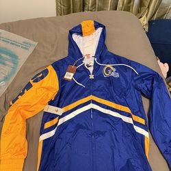 Throwback Los Angeles Rams Jacket Windbreaker size Large