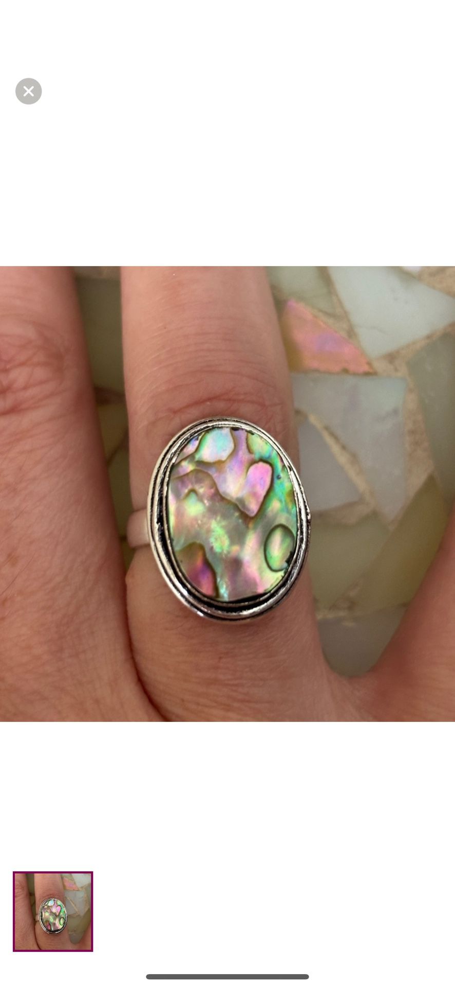 Sterling Silver Abalone Shell  Vintage Style Ring 6