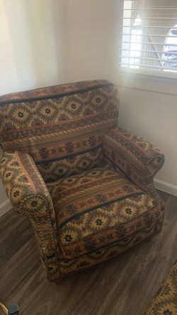 Genuine Flexsteel Southwestern Chair + Matching Ottoman