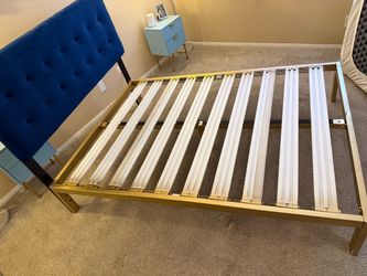 Full size dark Blue velvet headboard