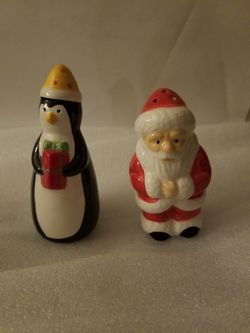 Santa and penguin salt and pepper shaker set