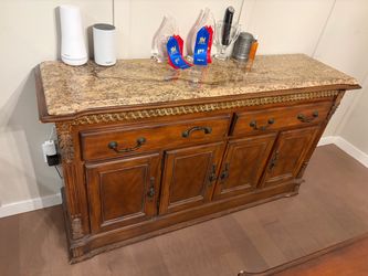 Wood Sideboard Buffet with Granite Top