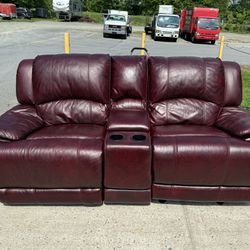 Leather Rocker Recliner Sofa w/ Center Console - Good, Clean Condition- Marietta, Pa Pick Up