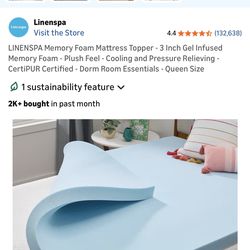Memory foam mattress topper gel infused