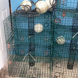 Stone, crab and blue crab traps in good condition with boys and lines