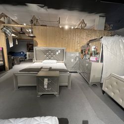 King Bed, Dresser, Mirror And Nightstand 