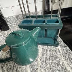 Ceramic Teapot + Utensil Organizer 