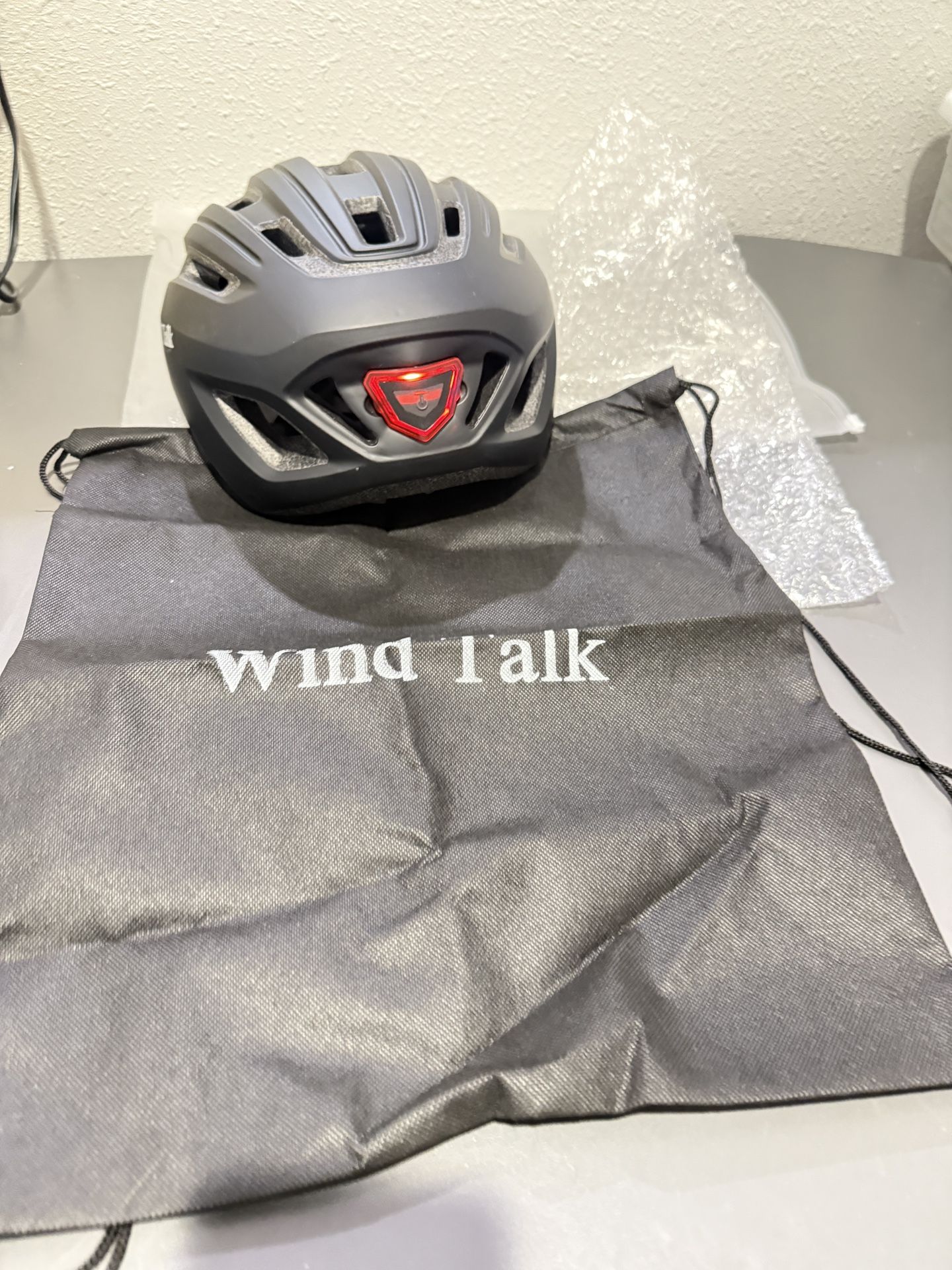 Brand new Wind Talk Bike Helmet for Adults, Lightweight Mountain Bicycle Helmet with USB Rechargeable LED Rear Light, Removable Sun Visor for Women, M