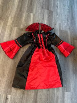 Girls Vampire Costume – Gothic Vampiress Dress – Red & Black – Size L
