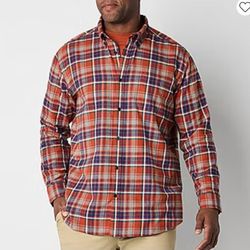 Mens Classic Fit Long Sleeve Flannel Shirt Size LTall New
