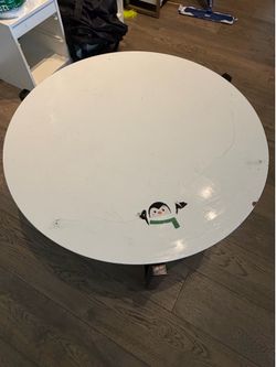 Round White Coffee Table - Great for Living Room or Kids Play Table