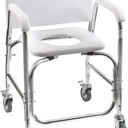 DMI Rolling Shower Chair, Commode, Transport Chair, Rolling