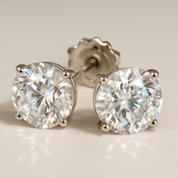 2ctw Lab Diamond Stud Earrings (1ct Each) – F VS1 – 14K White Gold