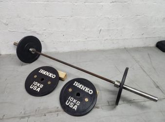 Ivanko 10KG Olympic Weight Plates with Barbell