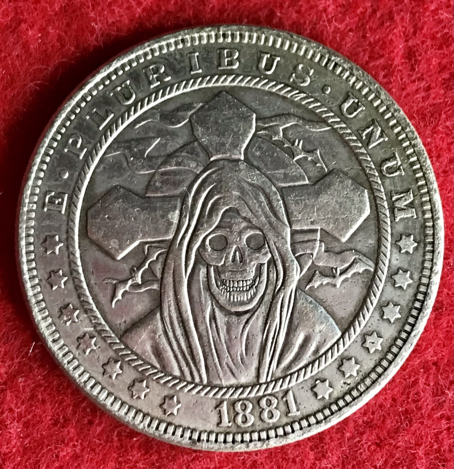 Grim Reaper With Cross Coin. First $20 Offer automatically Accepted. Shipped Same day