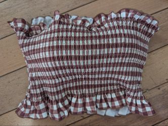 Cute size 0/2 girl's strapless beach tube top with ruffles, built-in shelf bra