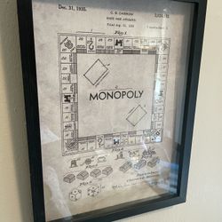 Original monopoly board Painting, In Shadow Glass Frame
