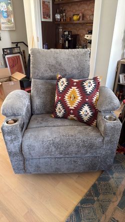 Price reduced! Like New! Rhevoy Fabric Recliner Chair with Cup Holders