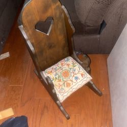 Childs High Back Vintage Rocking Chair.