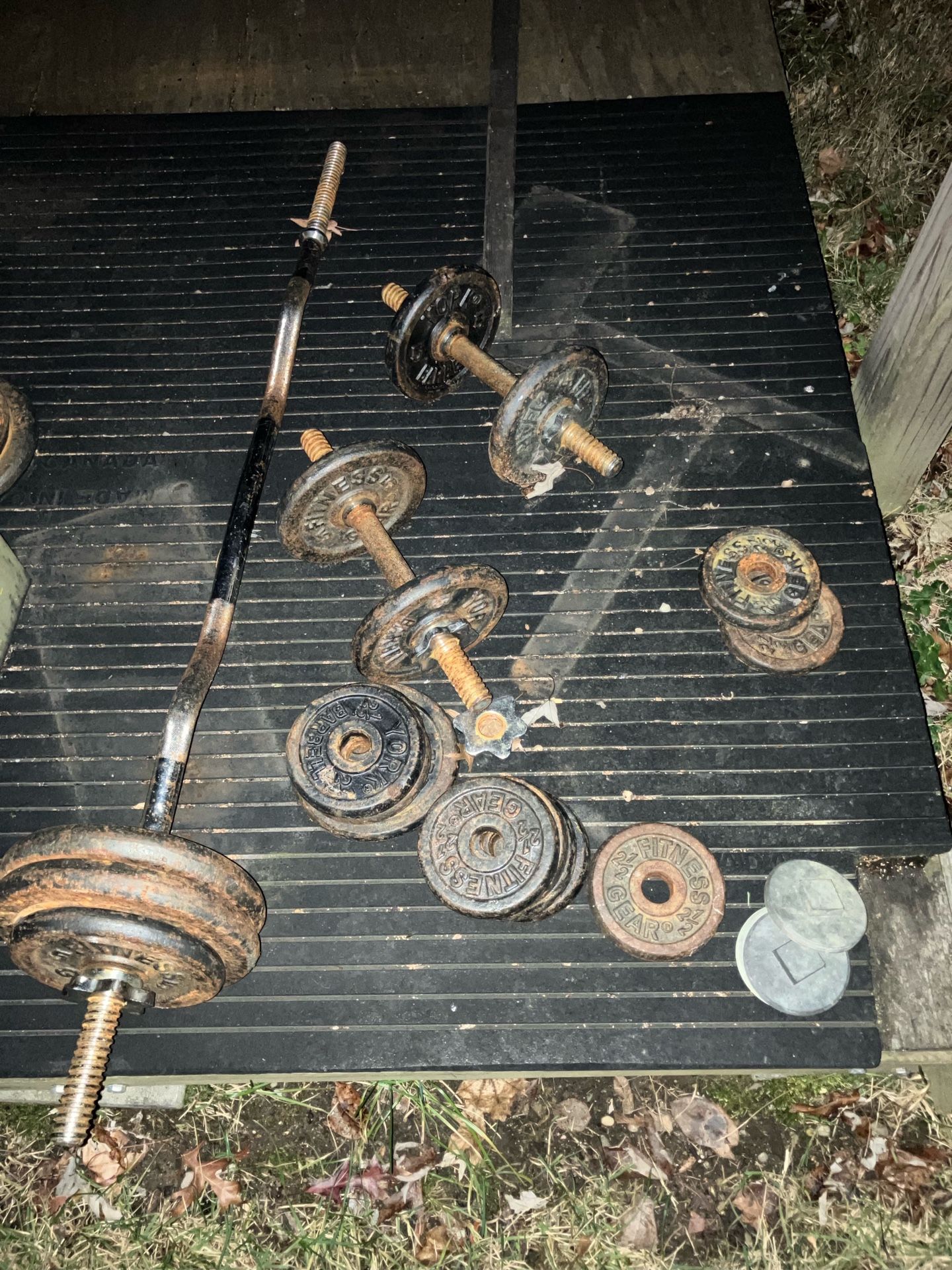 York Cast Iron Dumbbell/EZ Curl Bar Set